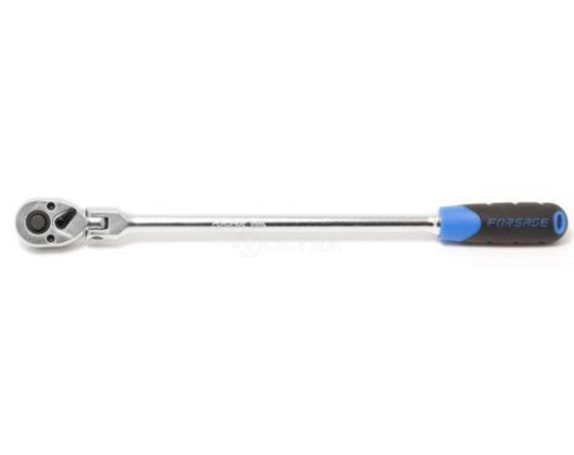 Трещотка реверсивная удлиненная шарнирная с резиновой ручкой 1/4" 72зуб. Forsage F-802218L