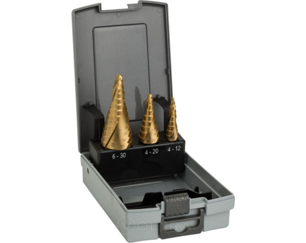 Набор ступенчатых сверл HSS-TiN Pro Box 4-12/4-20/6-30мм 3шт Bosch (2608587432)