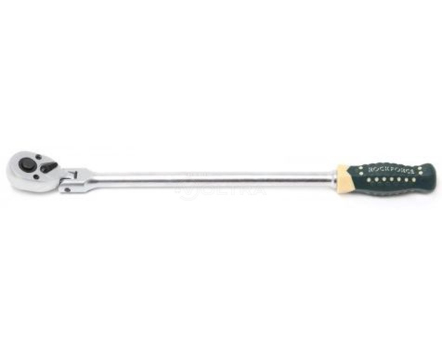 Трещотка реверсивная шарнирная удлиненная с резиновой ручкой 3/8" 72зуб. Rock Force RF-802318L