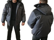 Куртка утепленная с капюшоном "Универсал" р.60-62 рост 182-188, РФ (цвет: серо-черная, тк Оксфорд)