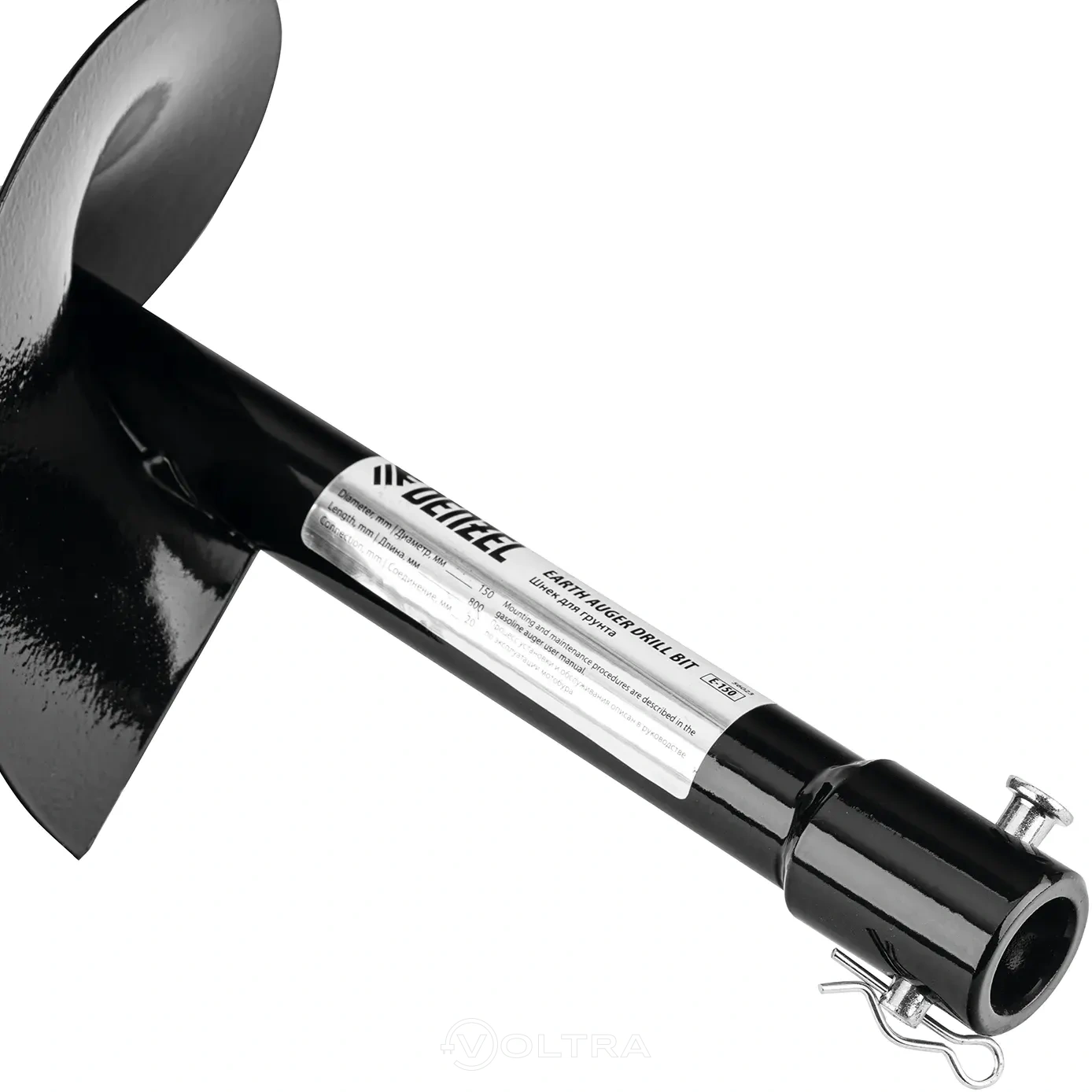 Шнек для грунта 150х800мм соединение 20мм несъемный нож Denzel E-150 (56023)