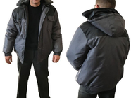 Куртка утепленная с капюшоном "Универсал" р.56-58 рост 170-176, РФ (цвет: серо-черная, тк Оксфорд)
