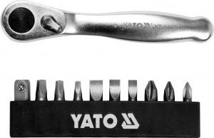 Набор инструмента трещотка + биты (11пр.) Yato YT-14390