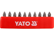 Набор крестовых бит PH1х25мм 1/4" (10шт) S2 HRC58-62 Yato YT-0474