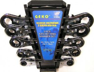 Ключи накидные трещоточные 6-22мм (набор 5пр.) Geko G10046