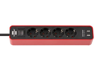 Удлинитель 1.5м (4 роз., 3.3кВт, с/з, 2 USB порта, выкл., ПВС) Brennenstuhl Eco-Line (1153240076)
