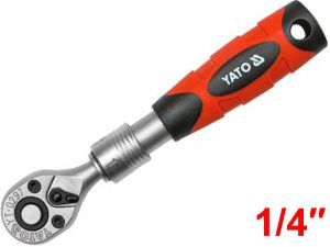 Ключ трещоточный для головок телескопический 1/4" T72 L215-315мм Yato YT-0297
