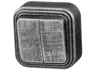 Выключатель 2 клав. (открытый, до 6А) серебро, Стандарт, Юпитер (JP7431-02)