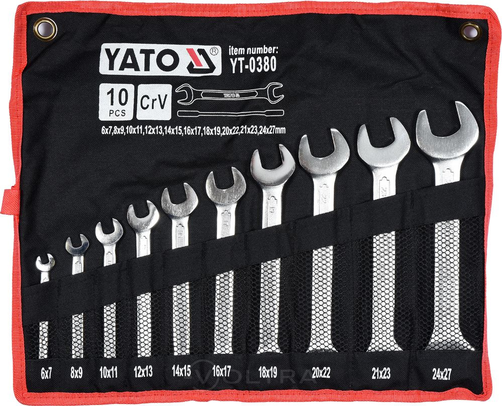 Ключ рожковый 6-27мм (набор 10шт) CrV Yato YT-0380