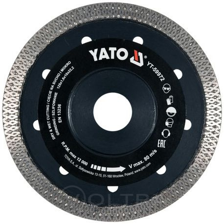 Круг алмазный для плитки 125x22.2x1.6мм Yato YT-59972
