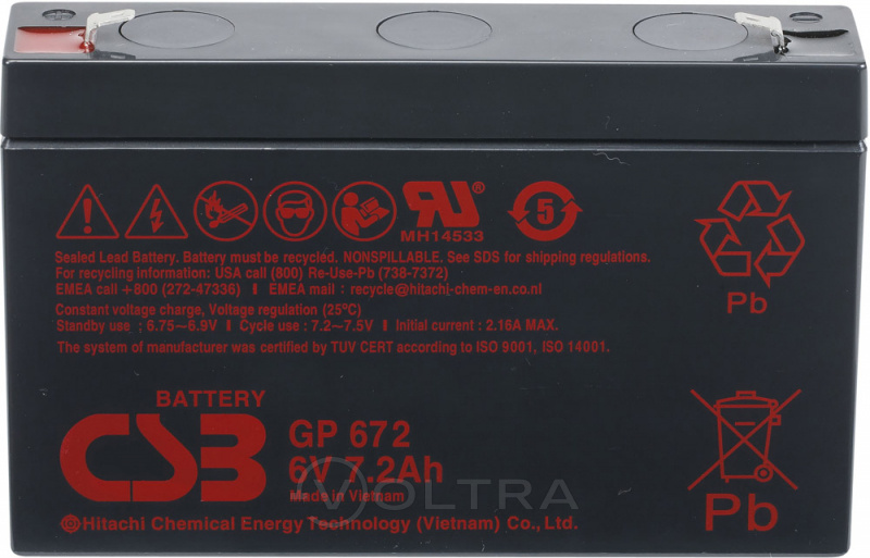 Аккумуляторная батарея CSB F1 6V/7.2Ah (GP 672)