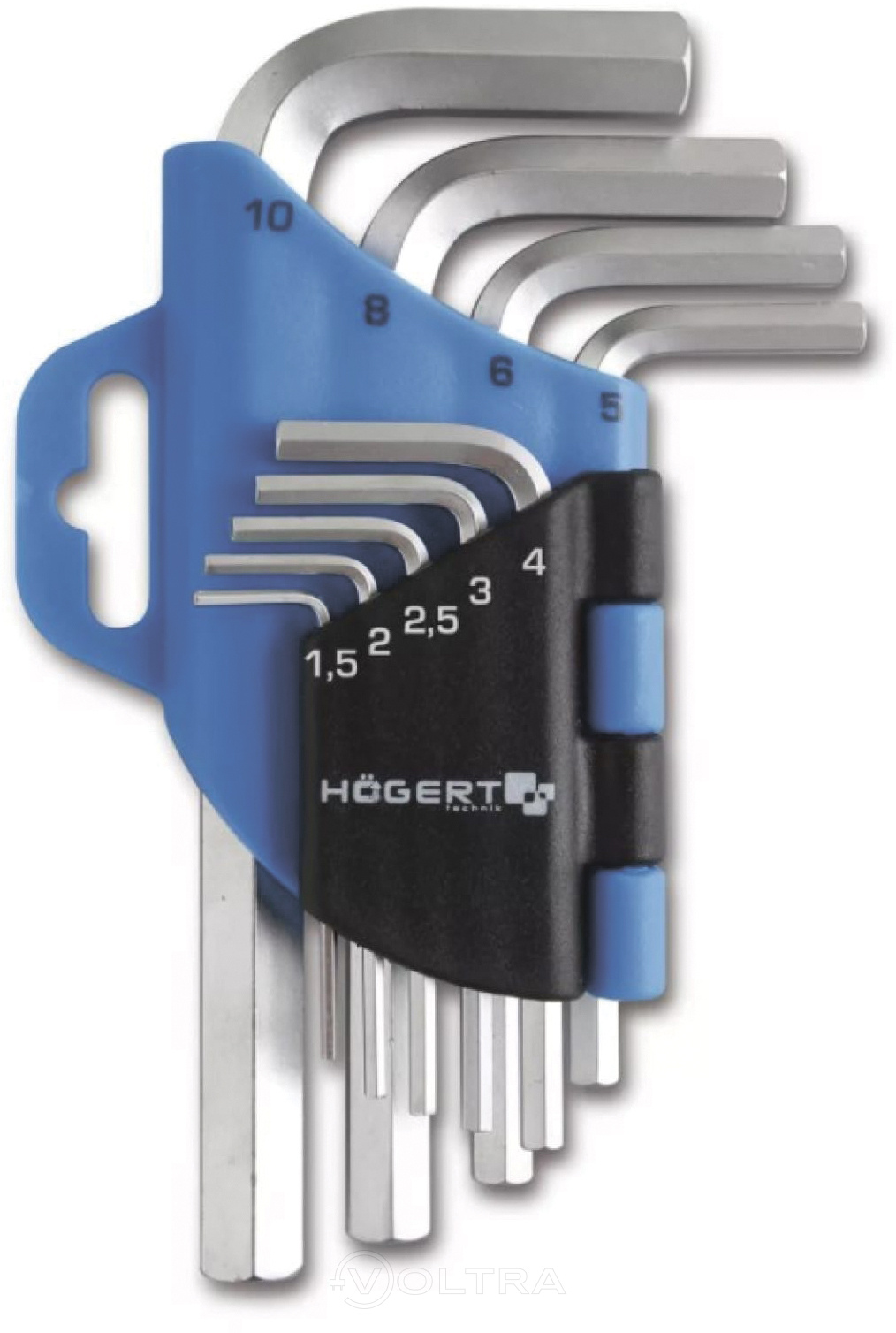 Набор шестигранных Г-образных ключей 1.5-10мм CrV 9шт. HOEGERT HT1W802