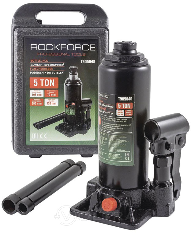 Домкрат бутылочный 5т с клапаном Rock Force RF-T90504-S(DS)