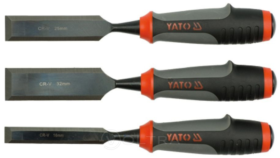 Стамески с пластмассовой ручкой 16, 25, 32мм CrV (набор 3шт) Yato YT-6280