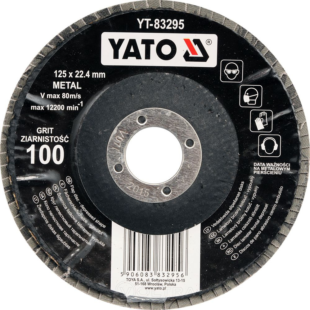 Круг лепестковый выпуклый 125мм Р80 Yato YT-83294
