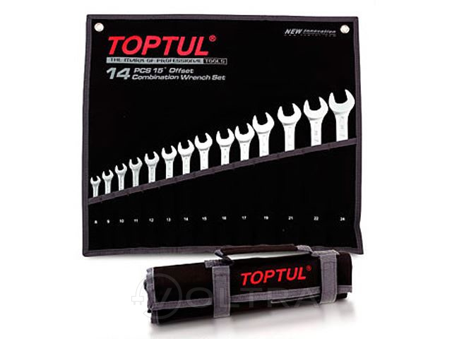 Набор ключей комбинированных 10-19мм 8шт (черное полотно) TOPTUL (GPAB0802)