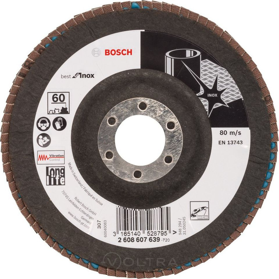Круг лепестковый 125х22 K60 д/нерж. Bosch (2608607639)