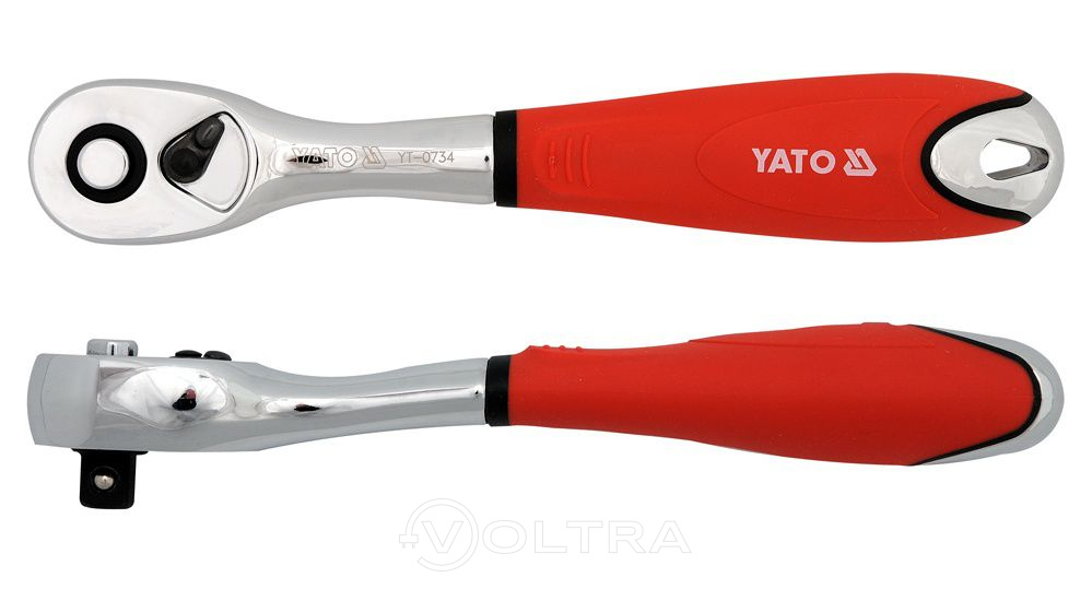 Ключ трещоточный для головок 3/8" T72 (крас.) CrV6135 Yato YT-0734