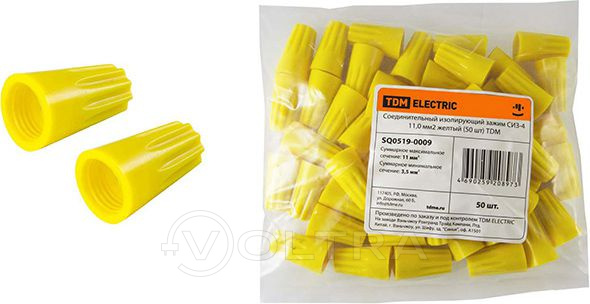 Зажим соединительный изолирующий СИЗ-4 11,0 мм2 желтый (50 шт) TDM (SQ0519-0009)