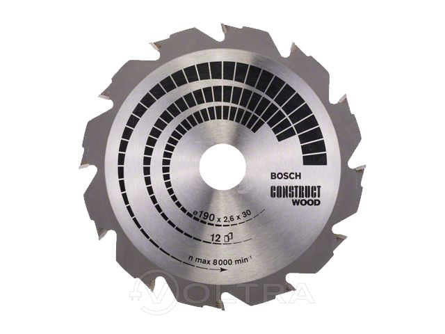 Диск пильный 190х30 мм 12 зуб. по дереву Construct Wood Bosch (2608640633)