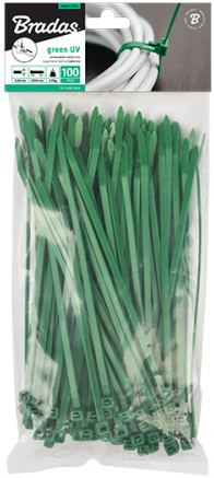 Хомут пластмассовый зеленый 3.6х100мм (100шт) Bradas (TS1236100G)