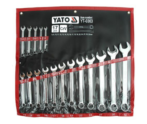 Набор рожково-накидных ключей 8-32мм (17шт) Yato YT-0363