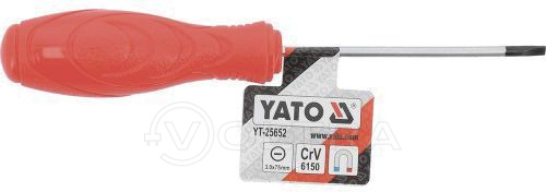 Отвертка шлицевая магнитная 3х75мм CrV 6150 Yato YT-25652
