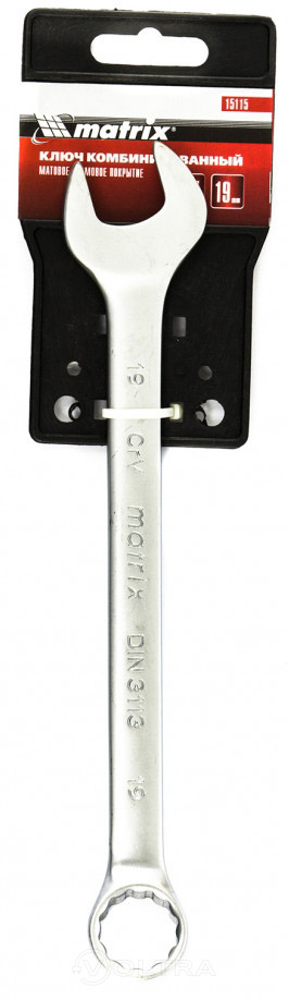 Ключ комбинированный 19мм матовый хром Matrix (15115)