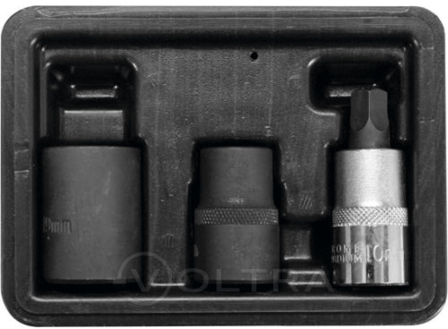Головки для тормозных суппортов 5-гранные 14, 19мм 1/2" + бита 10мм (набор 3шт.) Yato YT-06807