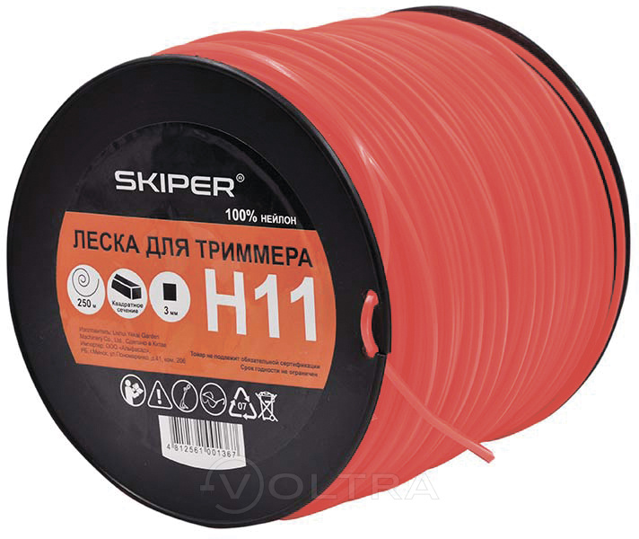 Леска ф3ммx250м квадратное сечение (оранжевая) Skiper H11