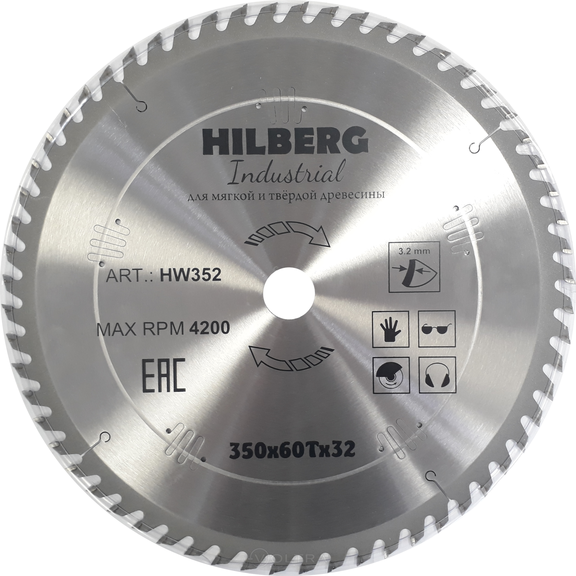 Диск пильный по дереву 350х60Tx32мм Hilberg Industrial HW352