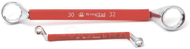 Ключ накидной отогнутый на 75град. в прорезиненной оплетке 30х32мм King Tul KT-203032k