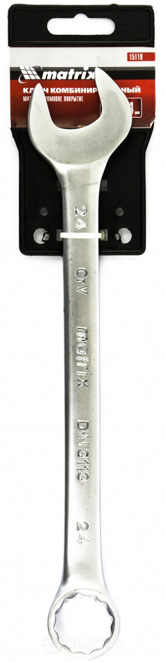 Ключ комбинированный 24мм матовый хром Matrix (15119)