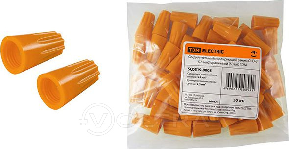 Зажим соединительный изолирующий СИЗ-3 5,5 мм2 оранжевый (50 шт) TDM (SQ0519-0008)