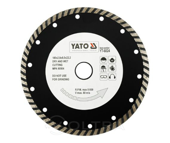 Круг алмазный 180x22,2мм (турбо) Yato YT-6024