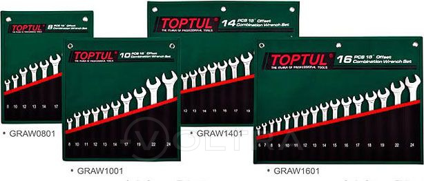Набор ключей комбинир. 8-24 мм 15° Pro-Line 10 шт в сумке Toptul (GRAW1001)