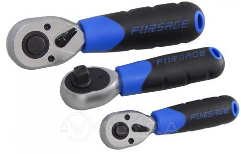 Трещотка реверсивная короткая с резиновой ручкой 3/8" 72зуб. Forsage F-802319