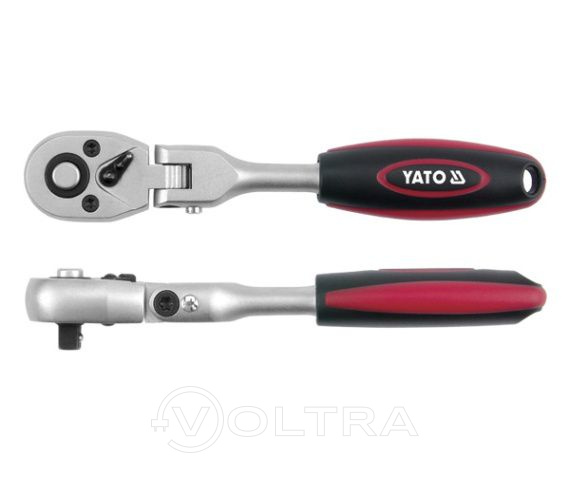 Ключ трещоточный для головок с шарниром 3/8" T72 L242мм CrV6140 Yato YT-0326