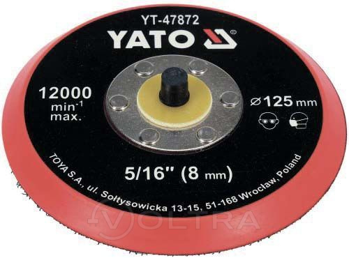 Насадка резиновая шлифовальная 125мм 5/16" (8мм) с липучкой Yato YT-47872