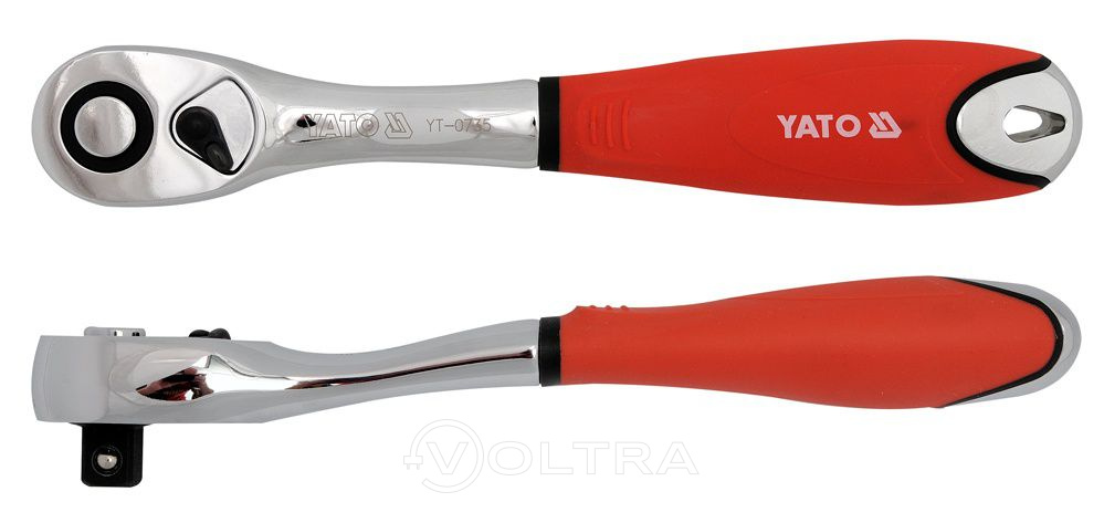 Ключ трещоточный для головок изог. 1/2" T72 (крас.) CrV6135 Yato YT-0735