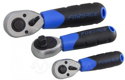 Трещотка реверсивная короткая с резиновой ручкой 1/2" 72зуб. Forsage F-802419