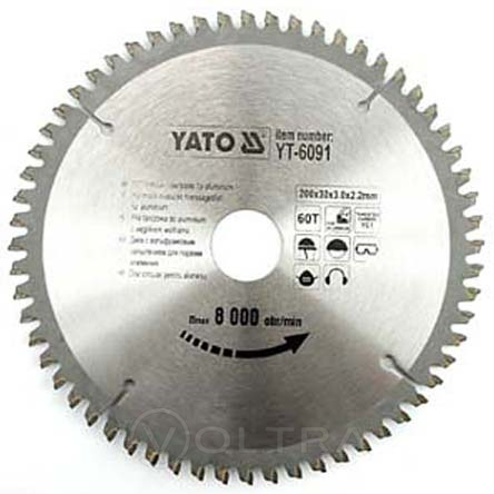 Диск пильный 200х30х60T по алюминию Yato YT-6091