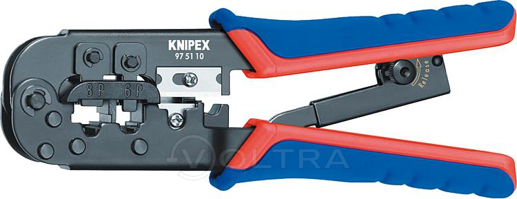 Пресс-клещи для штекеров типа RJ (Western) 190мм 2-комп. рукоятки Knipex (975110)