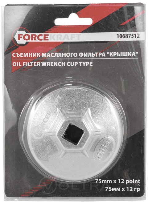 Cъемник масляного фильтра (крышка) 75ммх12гр ForceKraft FK-10687512