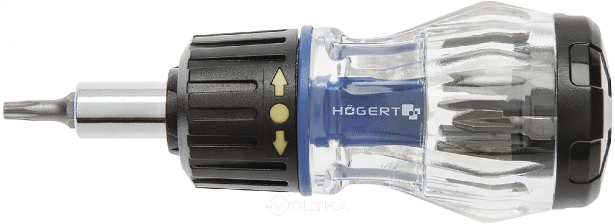 Отвертка с реверсивной рукояткой и сменными насадками 8шт. HOEGERT HT1S214