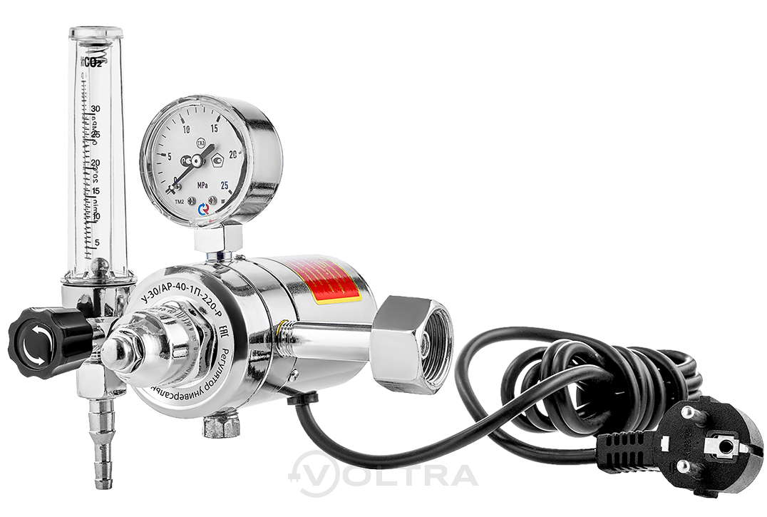 Регулятор расхода газа универсальный Сварог У-30/АР-40-1П-220-Р (манометр+1 расходомер, подогреватель на 220В)