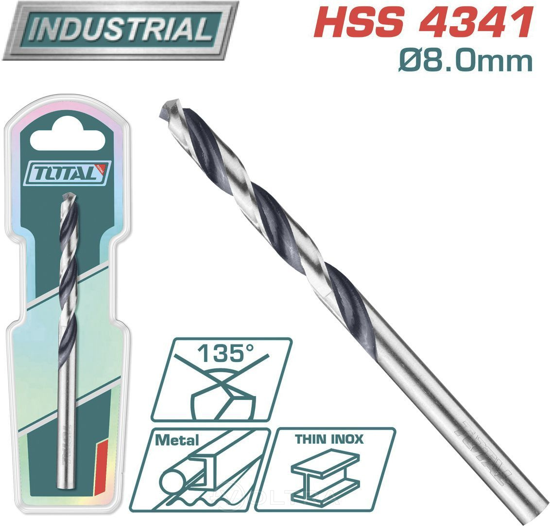 Сверло по металлу HSS 8мм Total TAC1200804