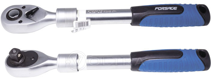 Трещотка реверсивная телескопическая с резиновой эргономичной ручкой 1/2" Forsage F-802433