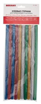 Стержни клеевые 11.3x270мм цветные с блестками 10шт Rexant (09-1285)
