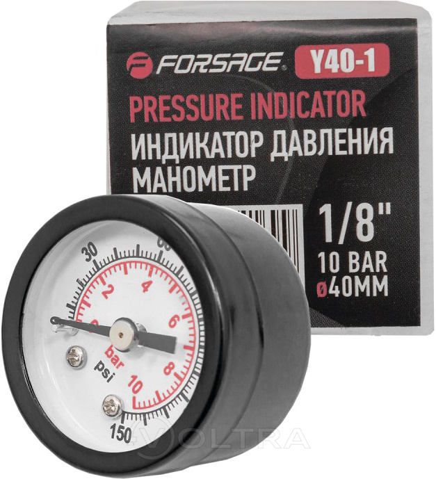Индикатор давления манометр 1/8" 10bar (D-40мм) Forsage F-Y40-1